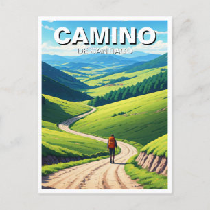 Camino de Santiago Hiker Hiking Vykort