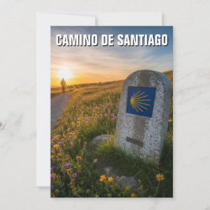 Camino de Santiago Hiker Sunset Julkort