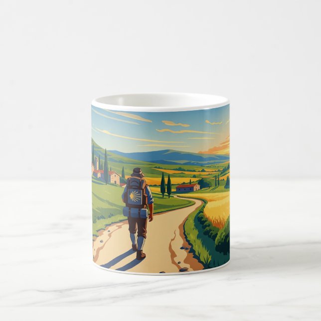 Camino de Santiago Hiker Sunset Kaffemugg (Center)
