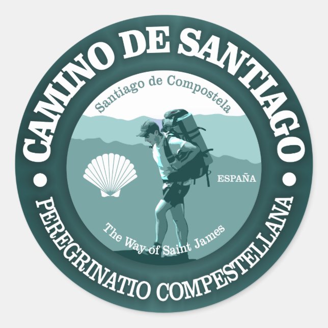 Camino de Santiago Runt Klistermärke (Framsida)