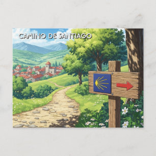 Camino de Santiago vandrare vandring solnedgång Vykort