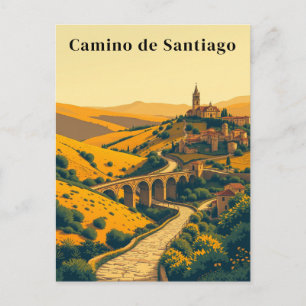 Camino de Santiago Vintage Resa Pilgrimsled Vykort