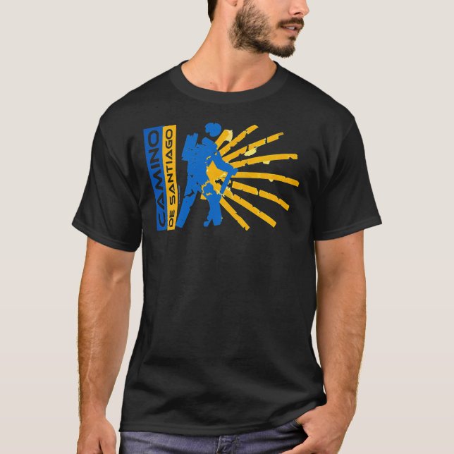 Camino de Santiago. Way of St. James. Hiking logo. T Shirt (Framsida)