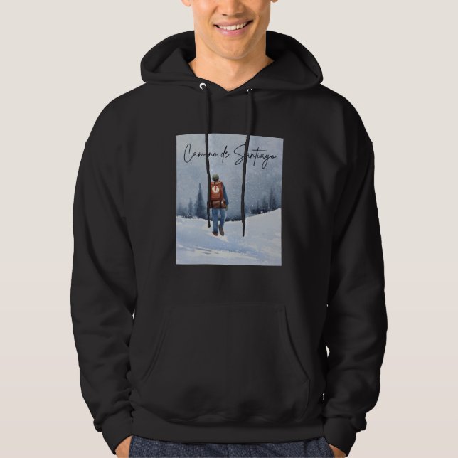 Camino de Santiago Winter Snow Pilgrim Scallop She Hoodie (Framsida)