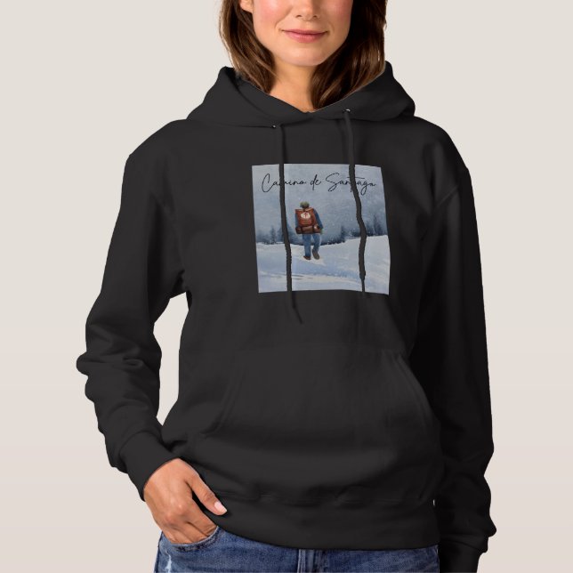 Camino de Santiago Winter Snow Pilgrim Scallop She T Shirt (Framsida)