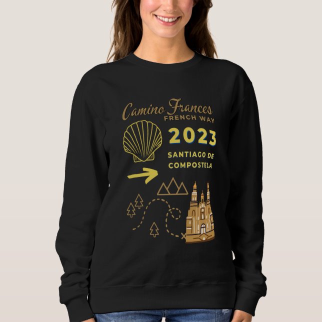 Camino Frances French Way 2023 Santiago de Compost T Shirt (Framsida)