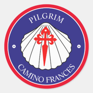 Camino Frances St James-korsskal Runt Klistermärke