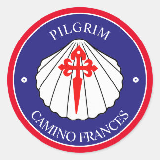Camino Frances St James-korsskal Runt Klistermärke