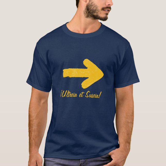 Camino Gult Arrow Pilgrimage tshirt T Shirt (Framsida)
