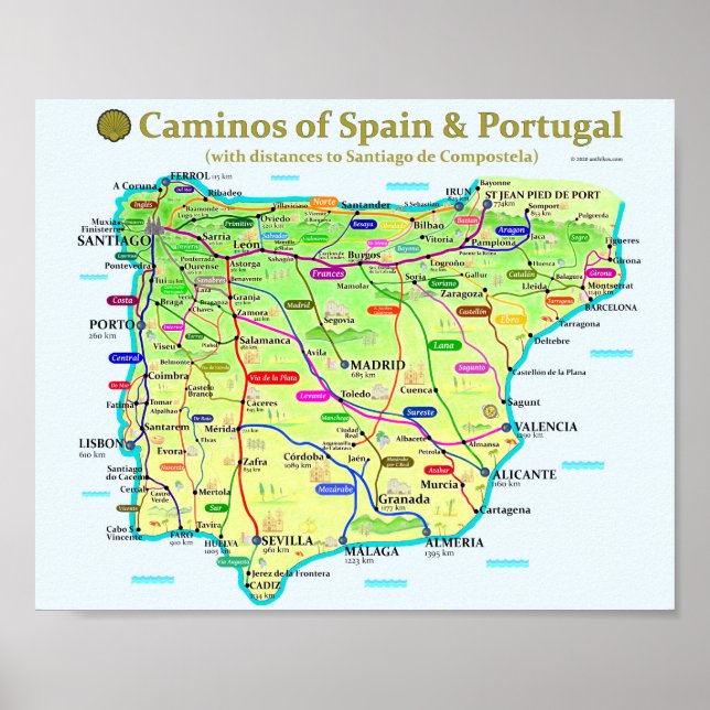 Camino Karta Poster (Framsidan)