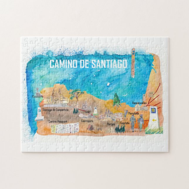 Camino Santiago St Jacques James Travel Poster Pussel (Horisontell)