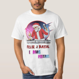 Camisa branca Papai Noel DJ T Shirt