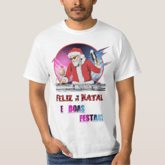 Camisa branca Papai Noel DJ T Shirt