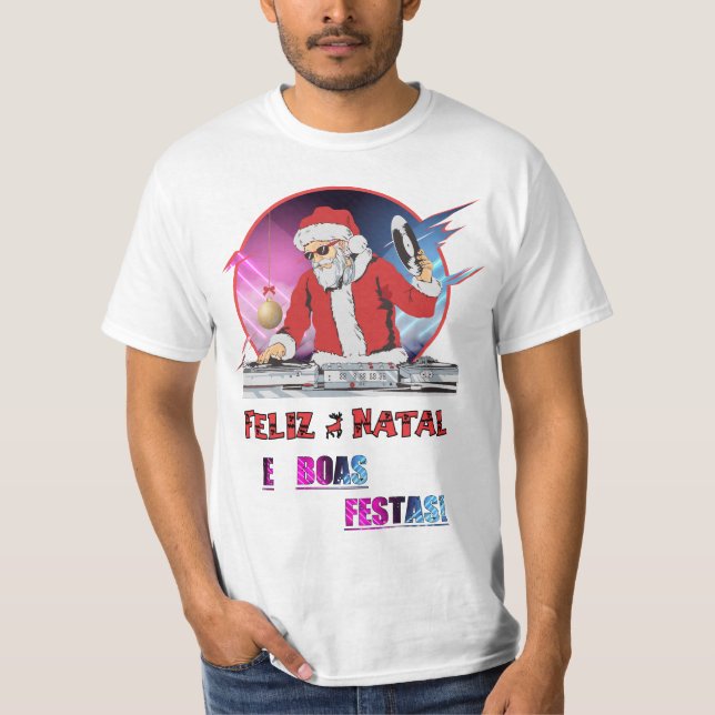 Camisa branca Papai Noel DJ T Shirt (Framsida)