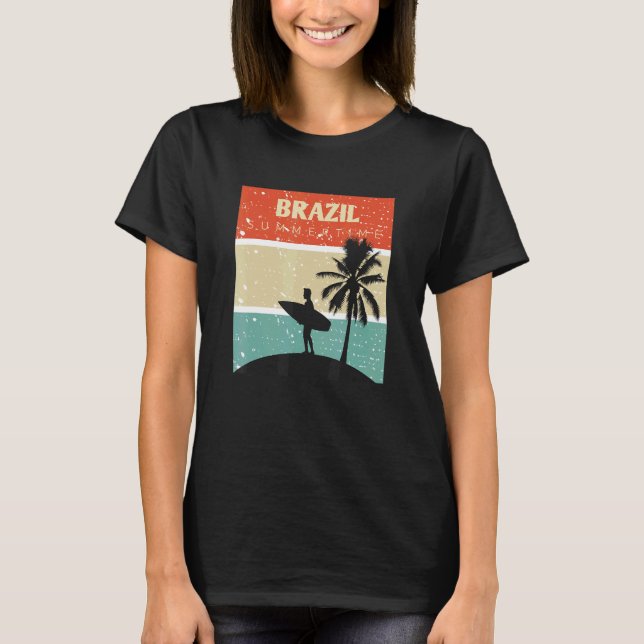 Camisa Brasil Surfa Surfing Rio de Janeiro Brasili T Shirt (Framsida)