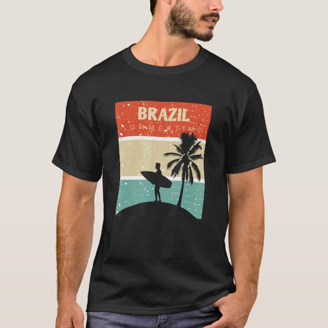 Camisa Brasil Surfa Surfing Rio de Janeiro Brasili T Shirt (Framsida)