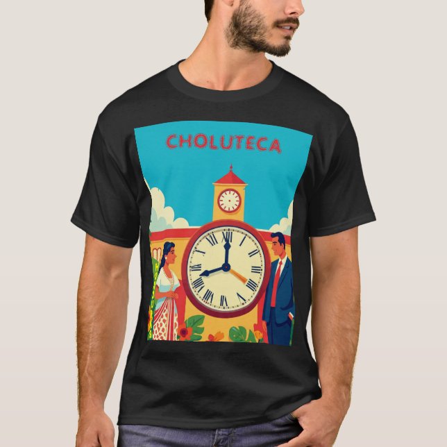 CAMISAS Honduras CHOLUTECA RELOJ Retro poster T Shirt (Framsida)