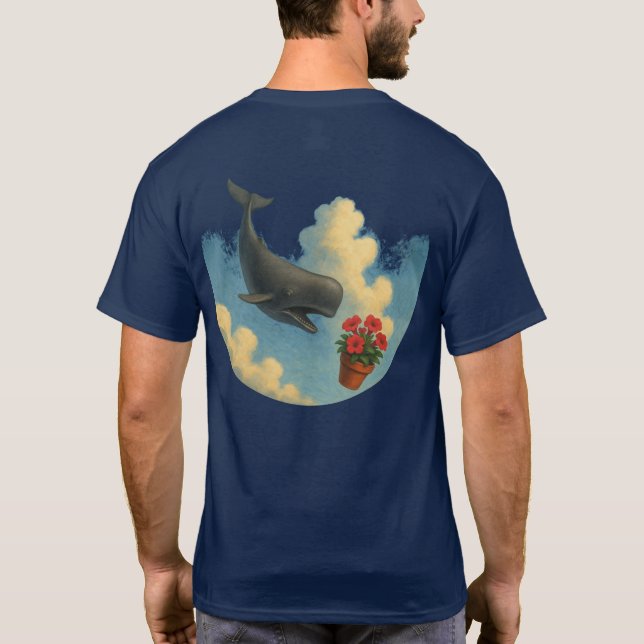 Camiseta Adulto Whale And Bowl Of Petunias - Back T Shirt (Baksida)