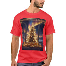 Camiseta arvore de natal de ouro