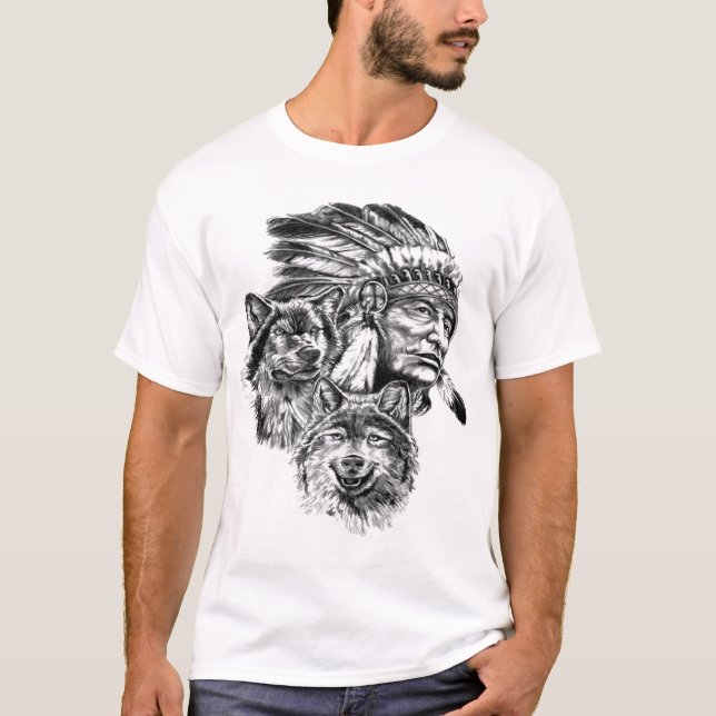 Camiseta Básica, Branco, Designer Indio e Animais Tee (Framsida)