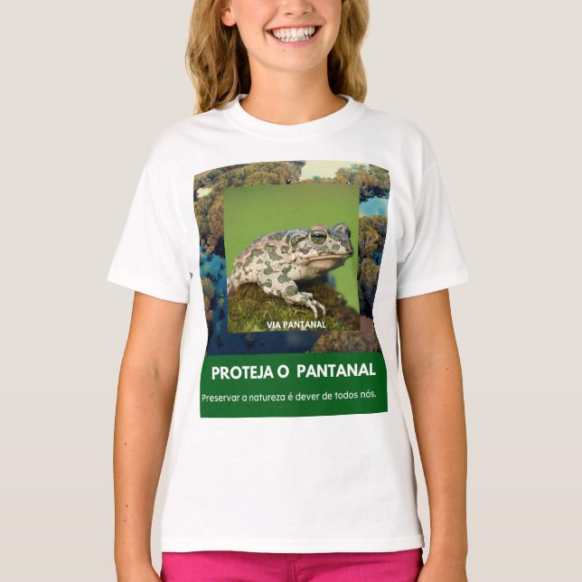 Camiseta Básica Infantil Feminina Via Pantanal  T Shirt (Framsida)