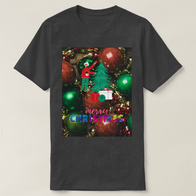 Camiseta Básica Masculina Escura/Natal T Shirt (Design framsida)