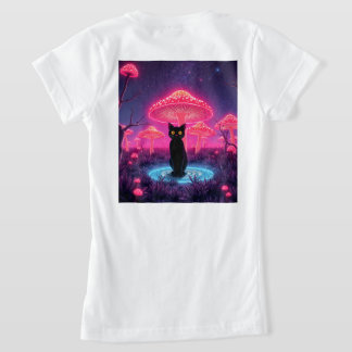 camiseta black cat in the psychedelic world t shirt