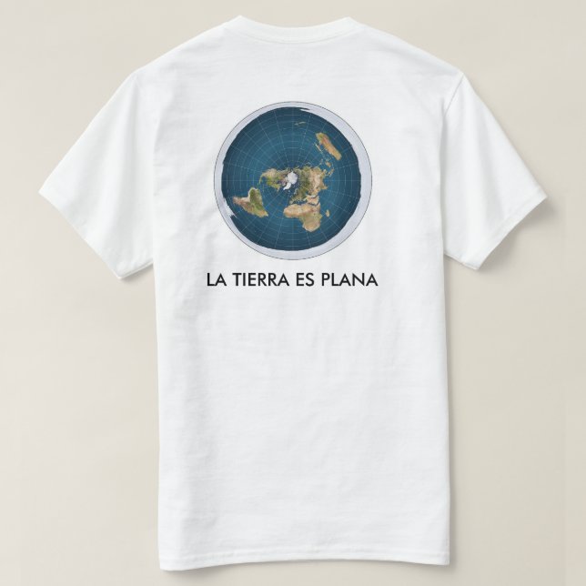 camiseta blanca mapa tierra plana tee (Design baksida)