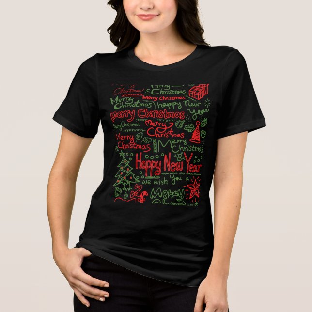 Camiseta blusa feminina de Natal  T Shirt (Framsida)