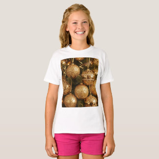 Camiseta Bolas Douradas de Natal T Shirt