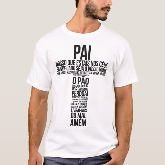 Camiseta branca - Cruz/Pai Nosso T Shirt (Framsida)