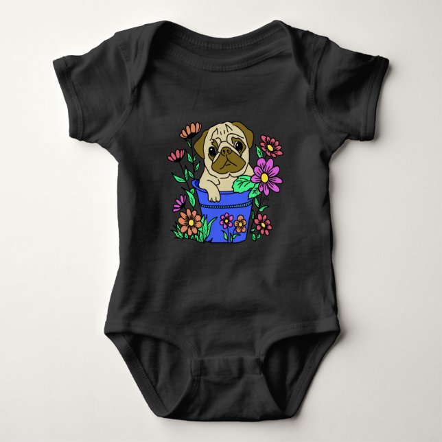 camiseta cachorrinho fofo nas flores t shirt (Framsida)