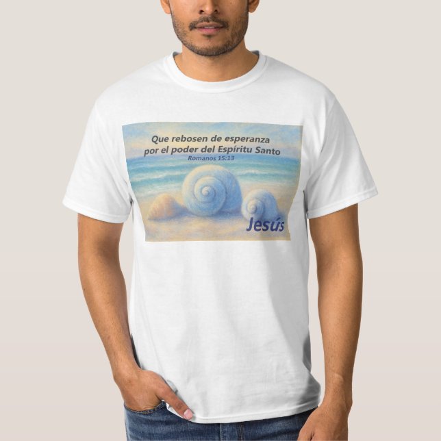 Camiseta caracolas de Mar con Versículo Romanos T Shirt (Framsida)