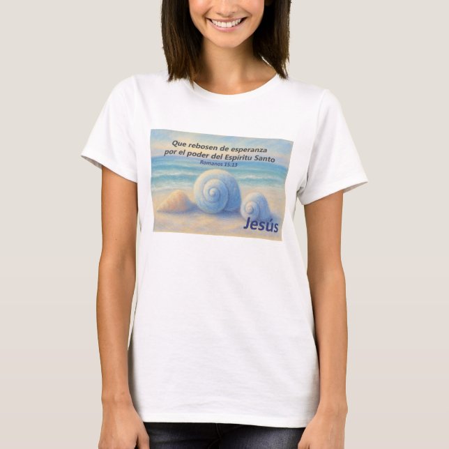 Camiseta caracolas de Mar con Versículo Romanos T Shirt (Framsida)