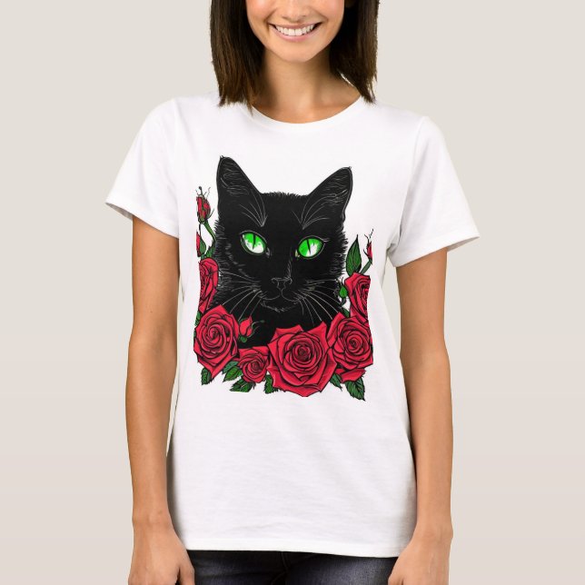 Camiseta com estampa de gato  t shirt (Framsida)