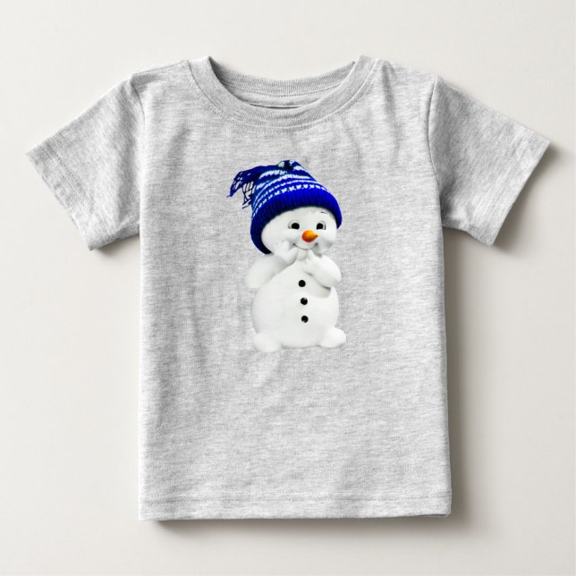 Camiseta De Bebé Muñeco de nieve con gorra T Shirt (Framsida)