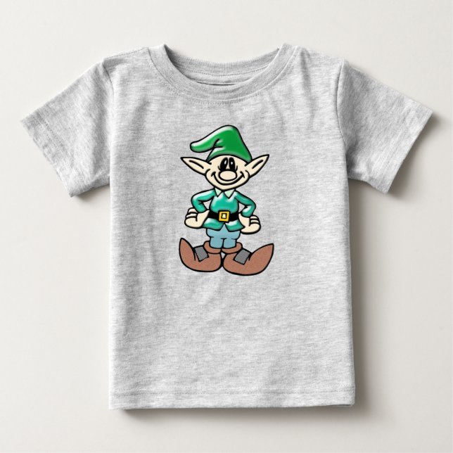 Camiseta De Bebé Pitufo sonriente con gorro verde T Shirt (Framsida)