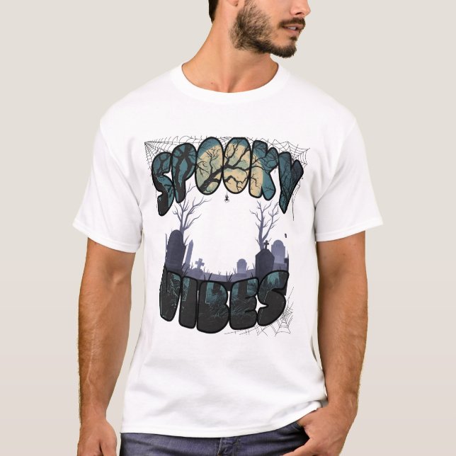 Camiseta de Hombre Spooky Vibes Estilo Graffiti T Shirt (Framsida)