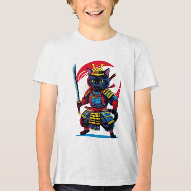 Camiseta de manga corta triblend Gato Samurái T Shirt (Framsida)