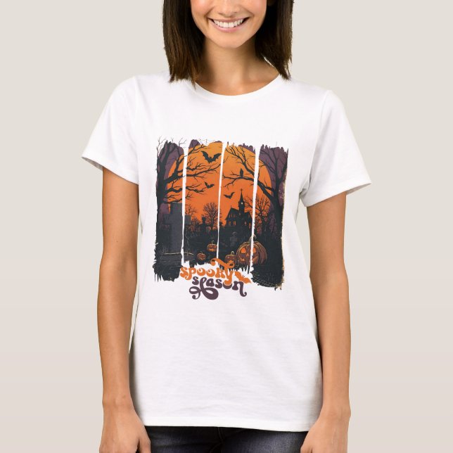 Camiseta de Terror con Mansión Encantada T Shirt (Framsida)