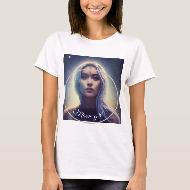 Camiseta dibujo mujer Luna Måne Girl T Shirt (Framsida)