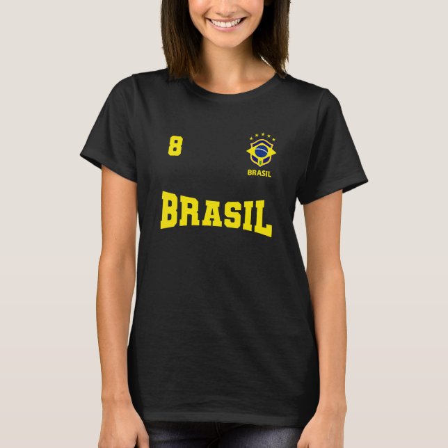 Camiseta do Brasil 2022 Azul número 8 T Shirt (Framsida)