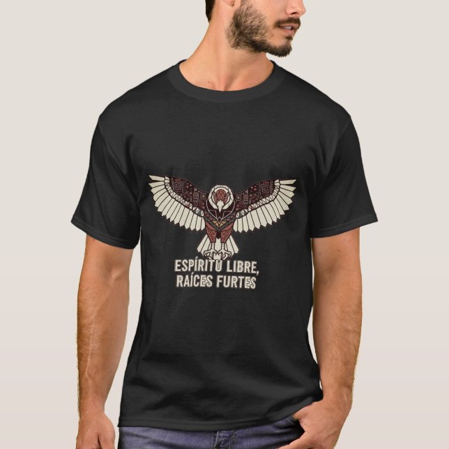 Camiseta Espíritu Libre Alma Fuerte con Águila T Shirt (Framsida)