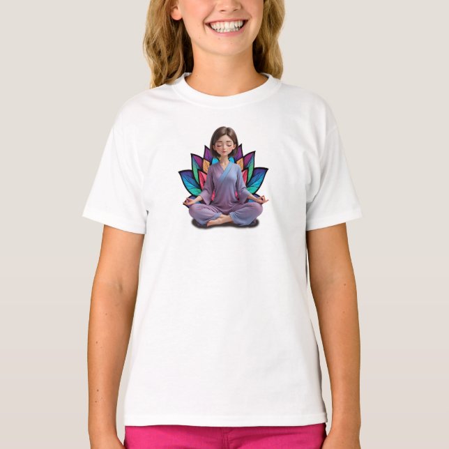Camiseta Fem Infantil Básica Meditação-3 T Shirt (Framsida)
