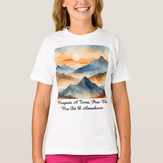 Camiseta Fem Juvenil Básica Amanhecer da Terra-1 T Shirt (Framsida)