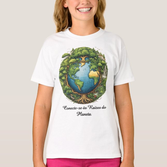 Camiseta Fem Juvenil Básica Raízes do Mundo-1 T Shirt (Framsida)