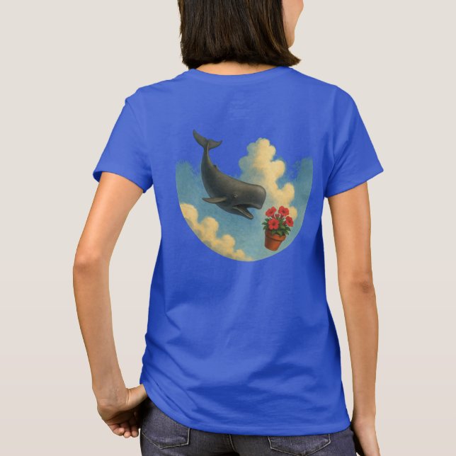 Camiseta Fem. Whale And Bowl Of Petunias - Back T Shirt (Baksida)