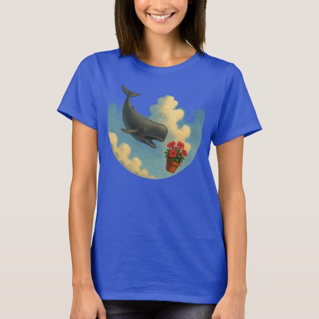 Camiseta Fem. Whale And Bowl Of Petunias - Front T Shirt (Framsida)