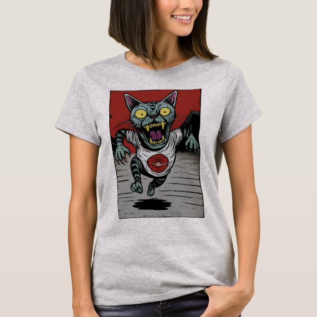 Camiseta Fem. Zombie Runner Cat - Front T Shirt (Framsida)