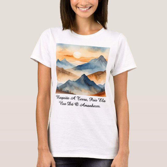 Camiseta Feminina Básica Amanhecer da Terra-1 T Shirt (Framsida)